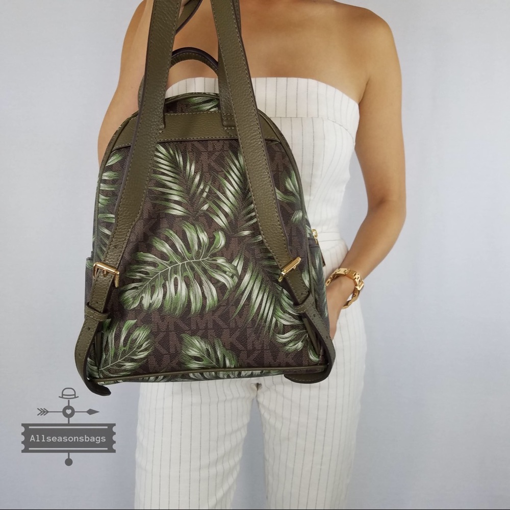 Michael Kors Abbey Medium Palm Leaves Backpack Bag - Picture 6 of 7